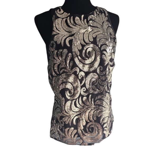 2/$20 New York And Company - Gold Sequin Tank - Size Xs - Picture 1 of 7